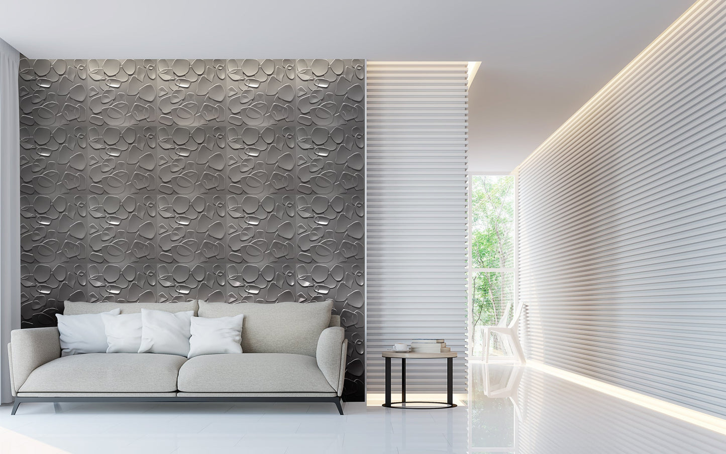 CORAL SEA grigio-metal-opaco - Pannello parete in PVC a rilievo 3D - 50cmX50cm - 1 Pz - PlastiWood(14553663)