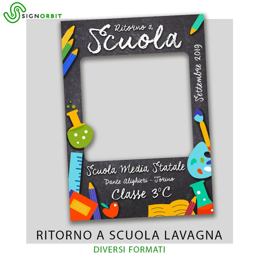 Cornice selfie Ritorno a scuola Nera Lavagna - PlastiWood