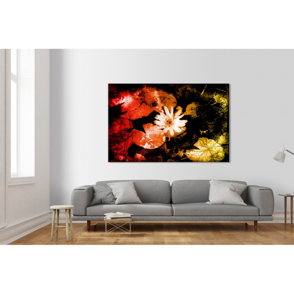 Decorazione Floreale Grunge - Quadro Canvas su telaio in legno - PlastiWood (14554010)