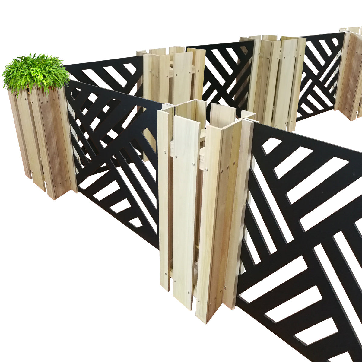 FIORIERA-WOOD COMPOSIZIONE - Porta vasi con divisorio staccionata modulabile - 150x100cm - in Legno e PVC - PlastiWood (14554466)