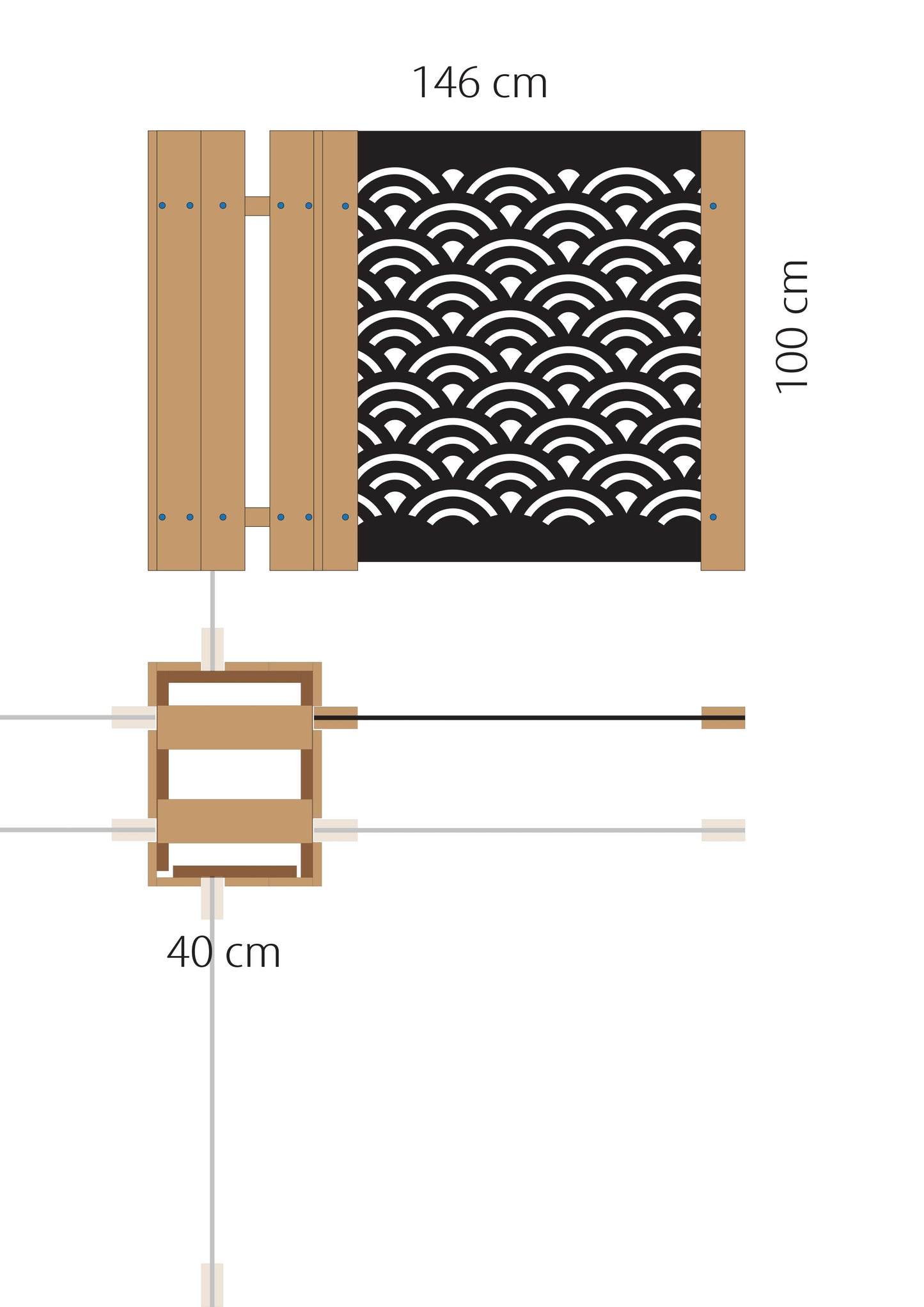 FIORIERA-WOOD COMPOSIZIONE - Porta vasi con divisorio staccionata modulabile - 150x100cm - in Legno e PVC - PlastiWood(14554472)