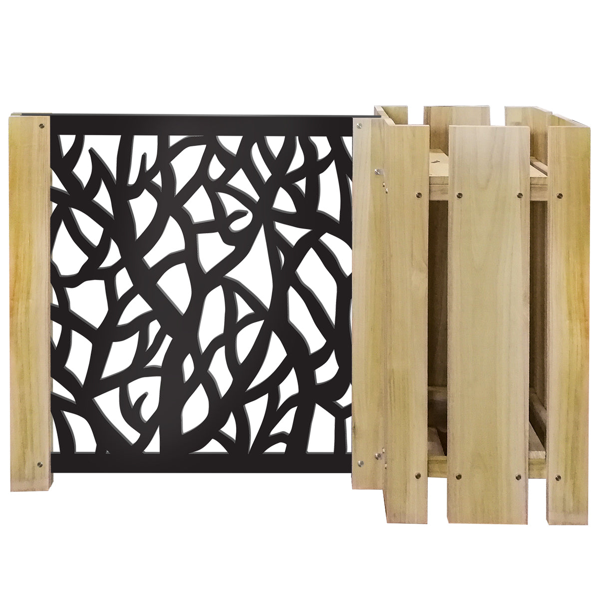FIORIERA-WOOD COMPOSIZIONE - Porta vasi con divisorio staccionata modulabile - 150x100cm - in Legno e PVC - PlastiWood(14554473)