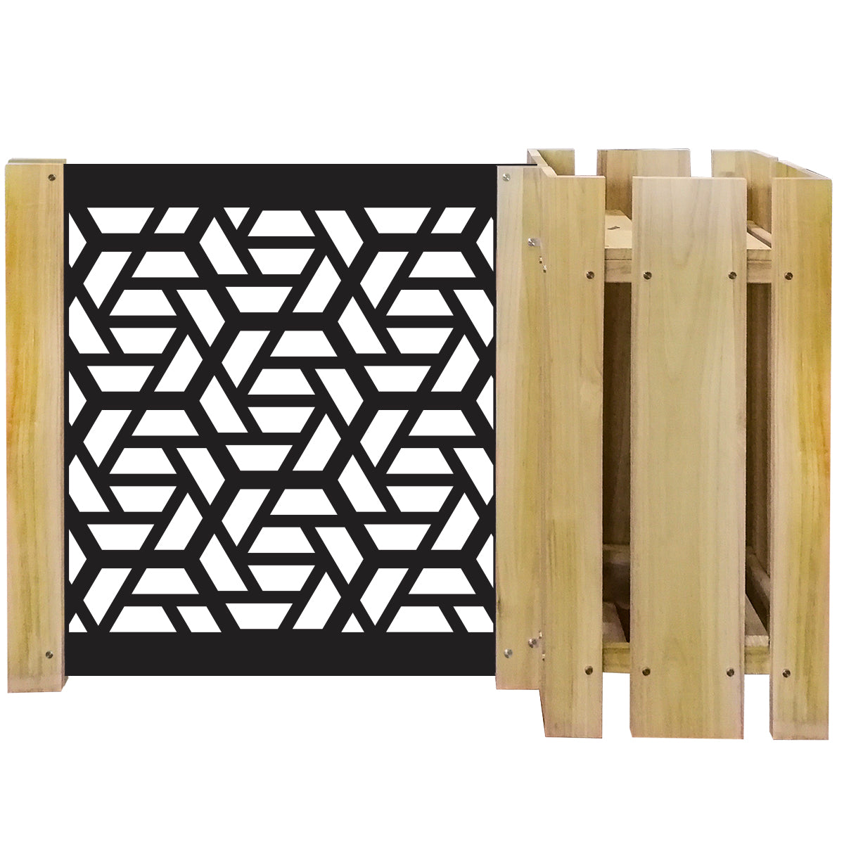 FIORIERA-WOOD COMPOSIZIONE - Porta vasi con divisorio staccionata modulabile - 150x100cm - in Legno e PVC - PlastiWood(14554485)