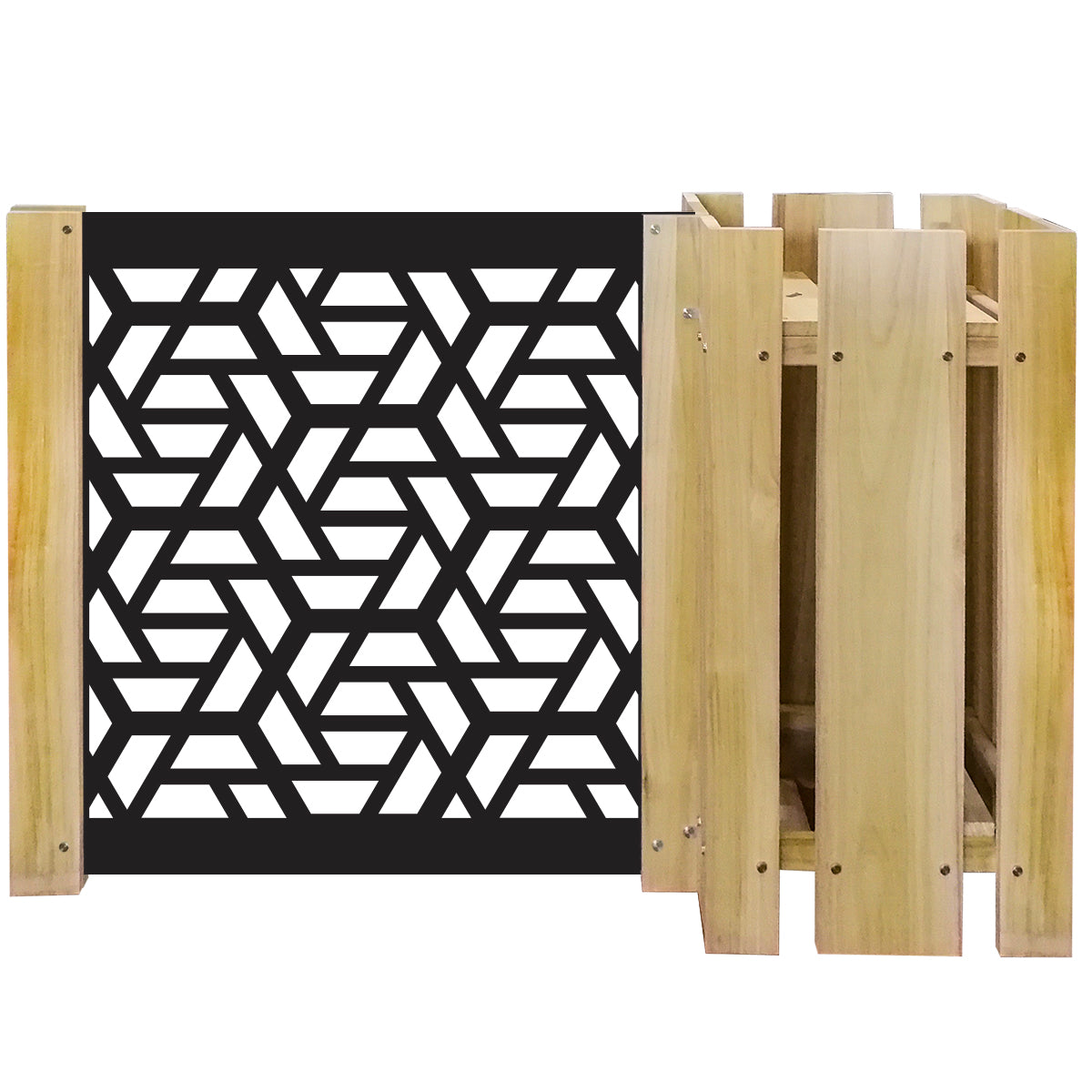 FIORIERA-WOOD COMPOSIZIONE - Porta vasi con divisorio staccionata modulabile - 150x100cm - in Legno e PVC - PlastiWood (14554485)