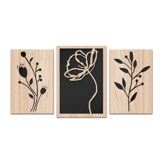 FLOWERS 100x50 cm - Quadro arredo LASERCUT composito Legno e PVC - PlastiWood