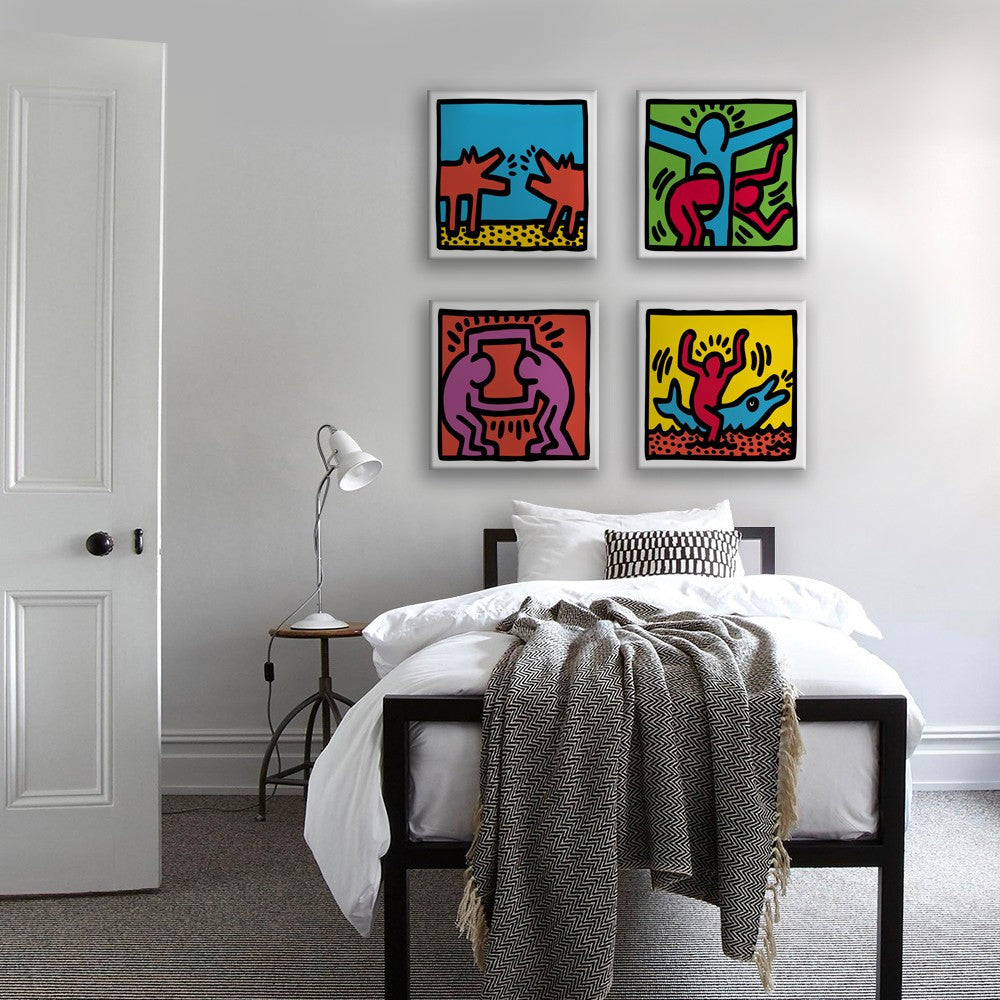 KEITH HARING - Kit 02 - N.4 Tele 40x40cm su telaio in legno - PlastiWood (14555271)