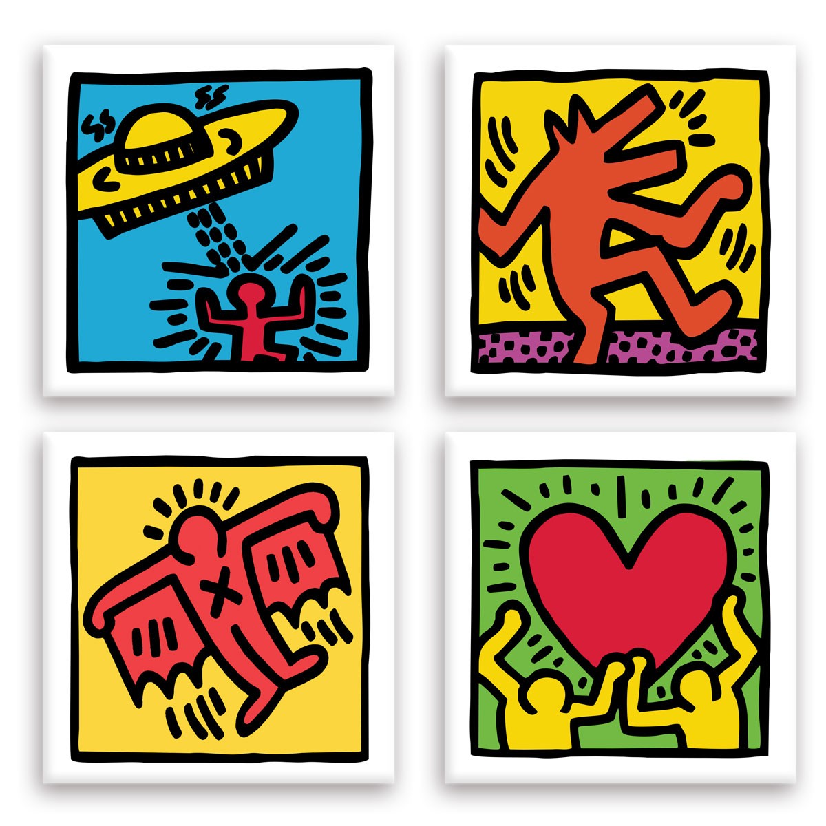KEITH HARING - Kit 03 - N.4 Tele 40x40cm su telaio in legno - PlastiWood (14555272)
