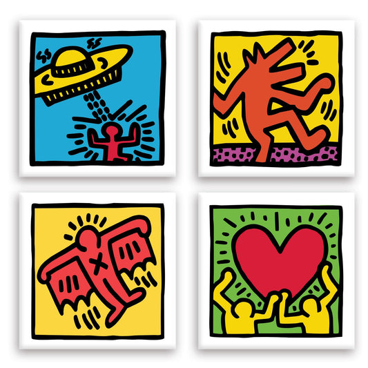 KEITH HARING - Kit 03 - N.4 Tele 40x40cm su telaio in legno - PlastiWood