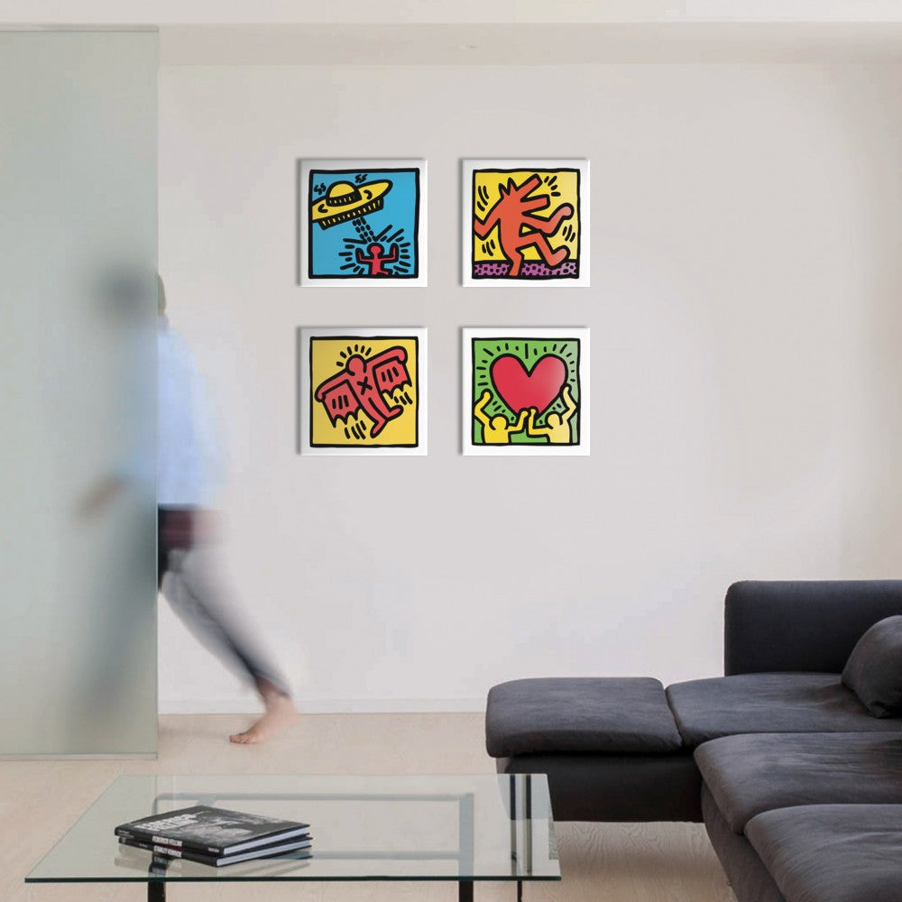 KEITH HARING - Kit 04 - N.4 Tele 40x40cm su telaio in legno - PlastiWood (14555284)