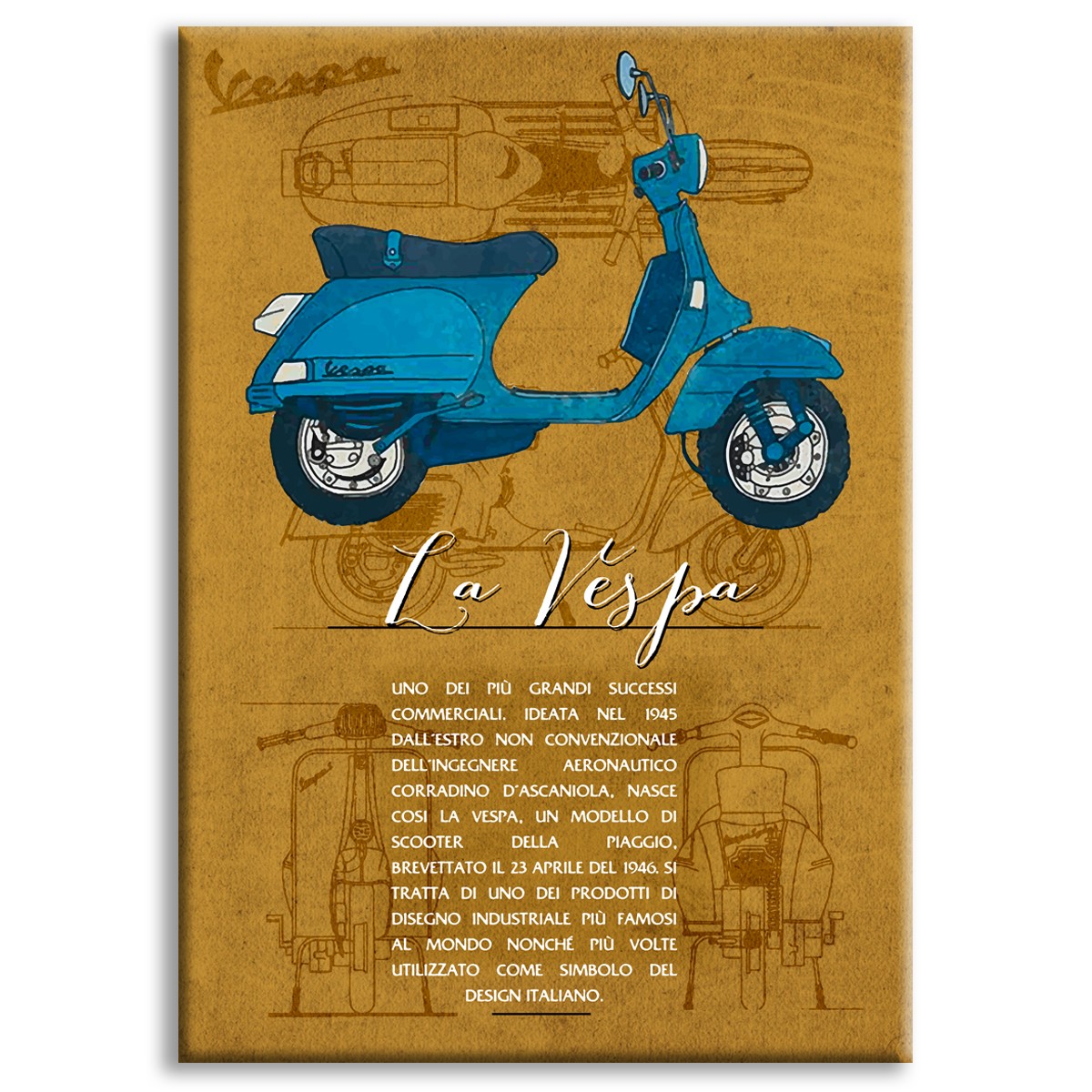 LA VESPA - Made in Italy - Quadro stampato su Canvas e montato su telaio in legno - PlastiWood (14555422)
