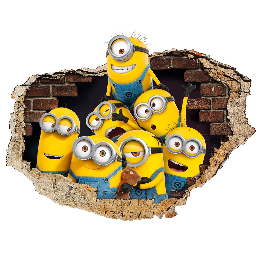 MINIONS foto di gruppo - Adesivo murale parete 3D wall sticker camera bimbi - PlastiWood (14556045)