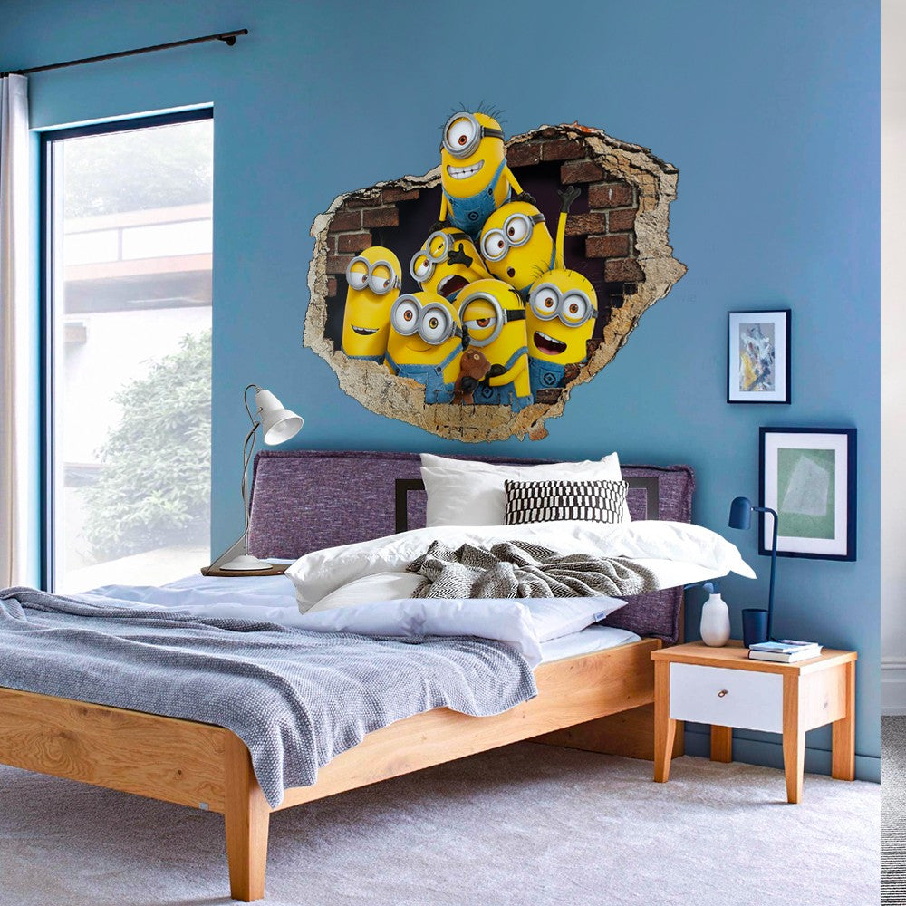 MINIONS foto di gruppo - Adesivo murale parete 3D wall sticker camera bimbi - PlastiWood (14556046)