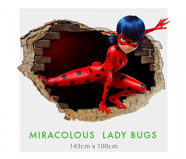 MIRACULOUS LADYBUG -001 Adesivo parete murale effetto 3D wall stickers - PlastiWood (14556056)