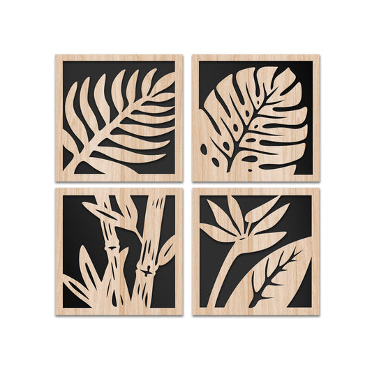 PALME 96x96 cm - Quadro arredo LASERCUT composito Legno e PVC - PlastiWood