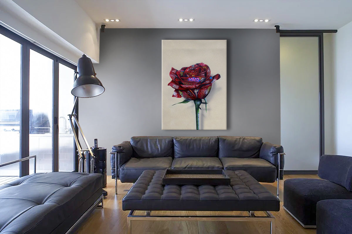 Paper Rose -  Quadro Canvas Contemporaneo su telaio in legno - PlastiWood (14556520)