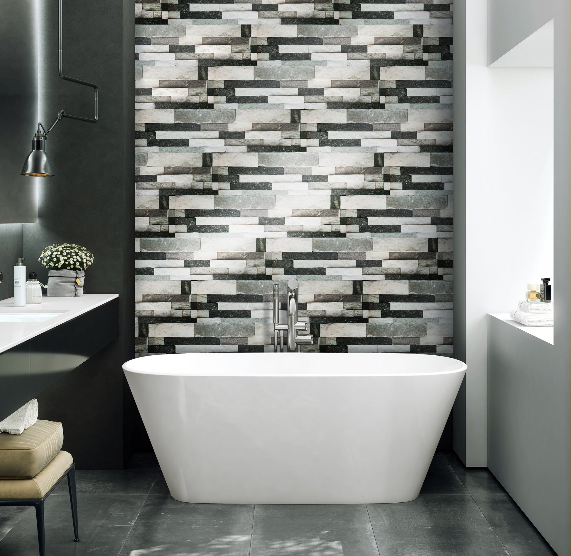 PIETRA MIX pannello finta Pietra In EPS Resinato Listello Misura 100x25 Cm. Pezzi 4 Totale 1 Mq - PlastiWood (14556639)