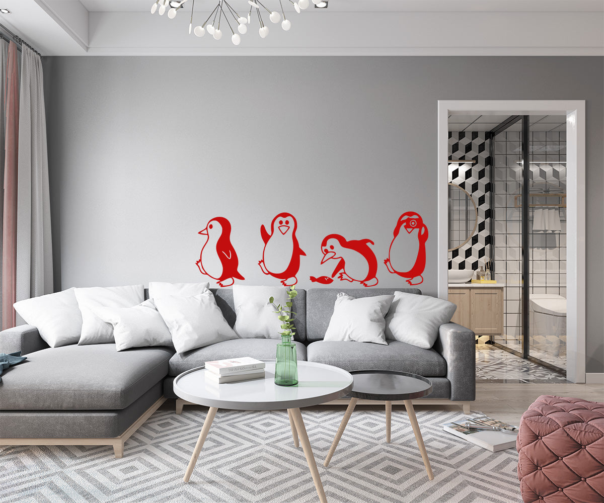 PINGUINS - Adesivo murale wall sticker in vinile 40x125 cm - PlastiWood (14556674)