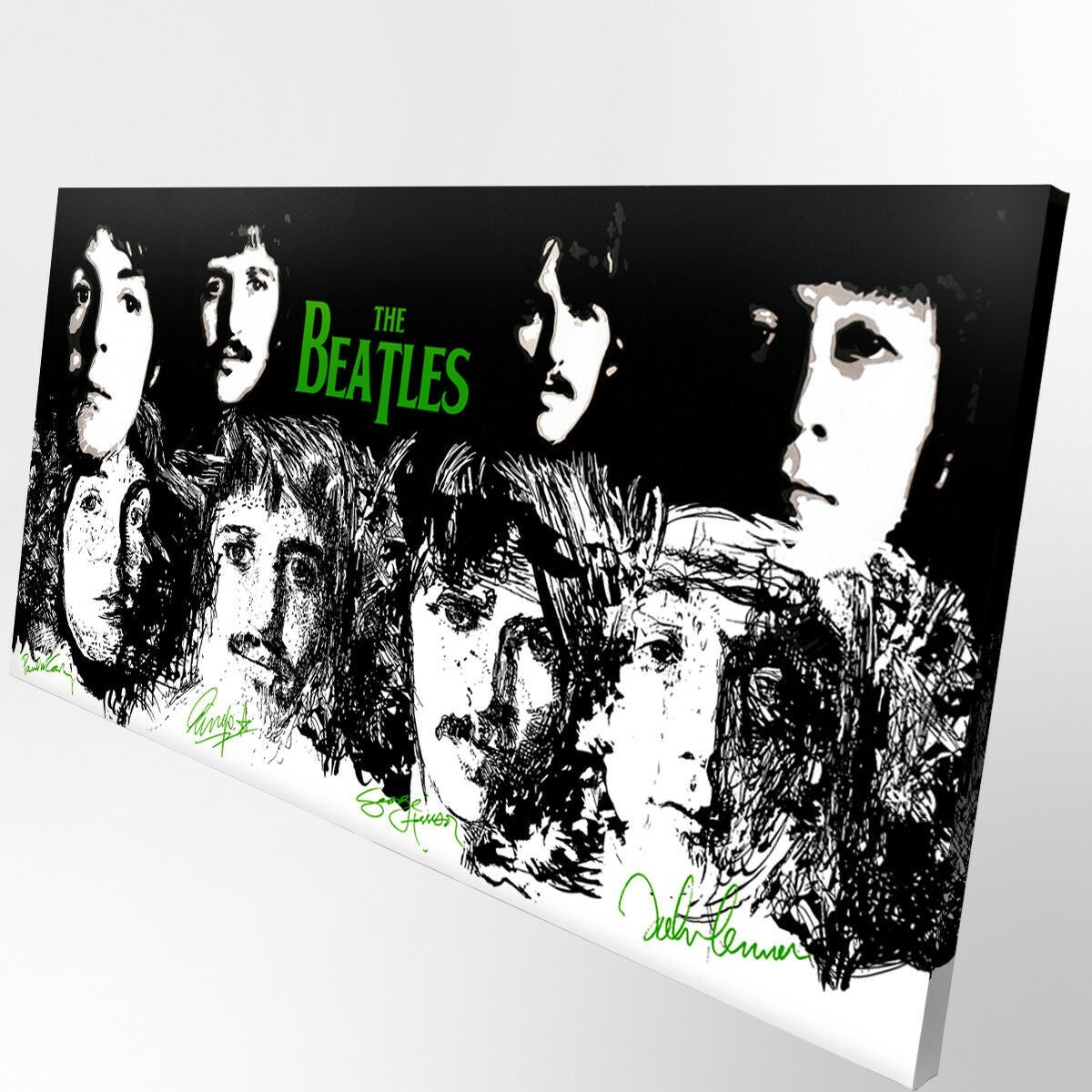 Quadro Canvas su telaio in legno BEATLES BLACK-GREEN - PlastiWood (14556995)