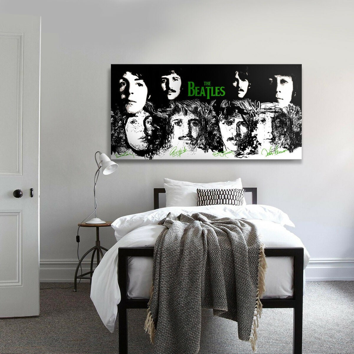 Quadro Canvas su telaio in legno BEATLES BLACK-GREEN - PlastiWood (14556997)