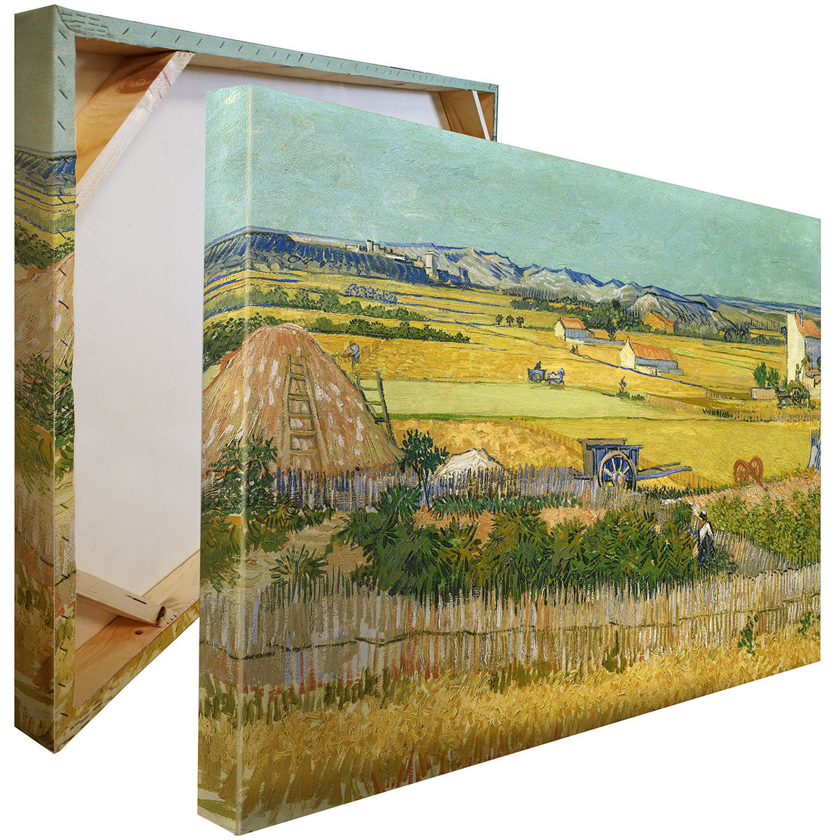 Quadro Canvas su telaio in legno Paesaggio con Carro Blu - Van Gogh - PlastiWood(14557022)