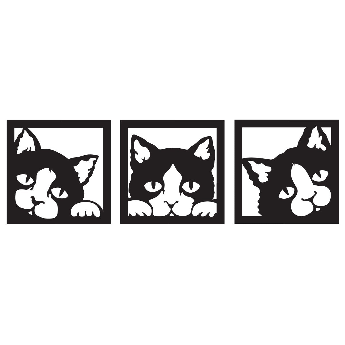 Quadro Trittico Gatti neri traforati Cat 48 x 144 cm - PlastiWood (14557041)