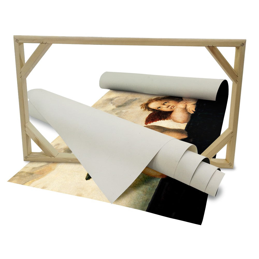RAFFAELLO SANZIO Angeli - Quadro stampa su Tela montata su telaio in legno 128X70cm - PlastiWood(14557074)