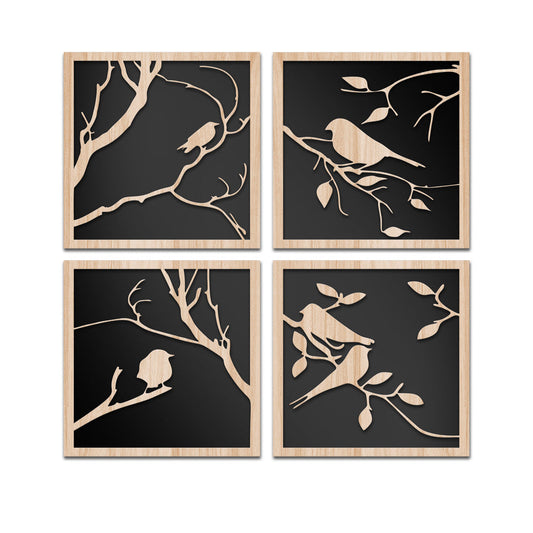 RAMI 96x96 cm - Quadro arredo LASERCUT composito Legno e PVC - PlastiWood