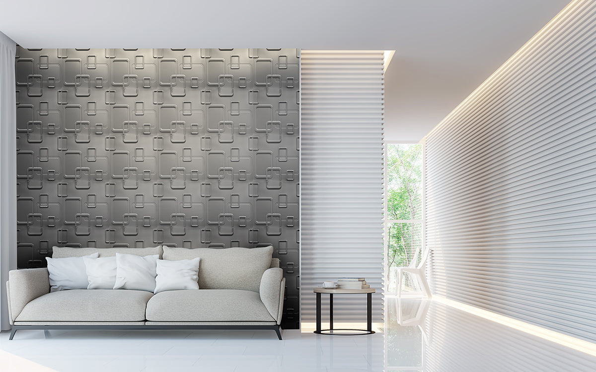 SMART grigio-metal-opaco - Pannello parete in PVC a rilievo 3D - 50cmX50cm - 1 Pz - PlastiWood(14557733)