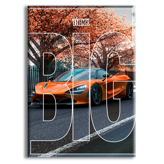 SUPERCAR - ORANGE - THINK BIG - Quadro stampato su Canvas e montato su telaio in legno - PlastiWood