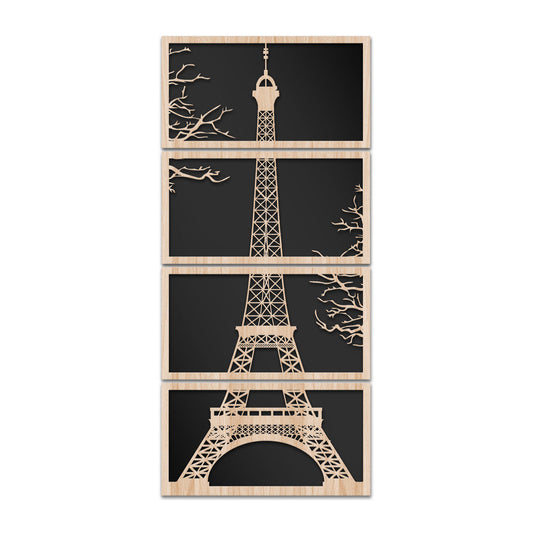 TOUR EIFFEL 110x50 cm - Quadro arredo LASERCUT composito Legno e PVC - PlastiWood