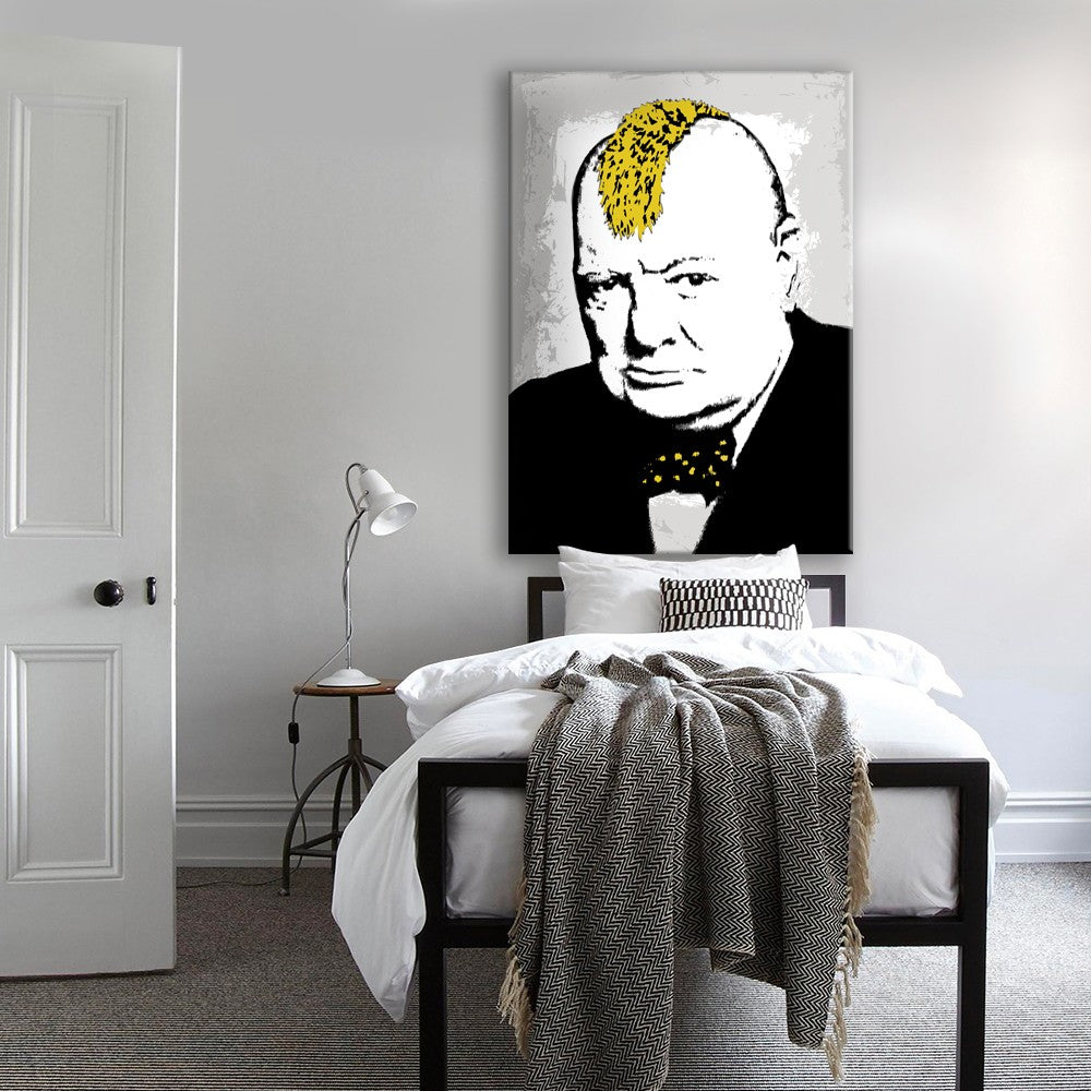 Winston Churchill - Banksy - Quadro stampato su Canvas e montato su telaio in legno - PlastiWood(14558866)