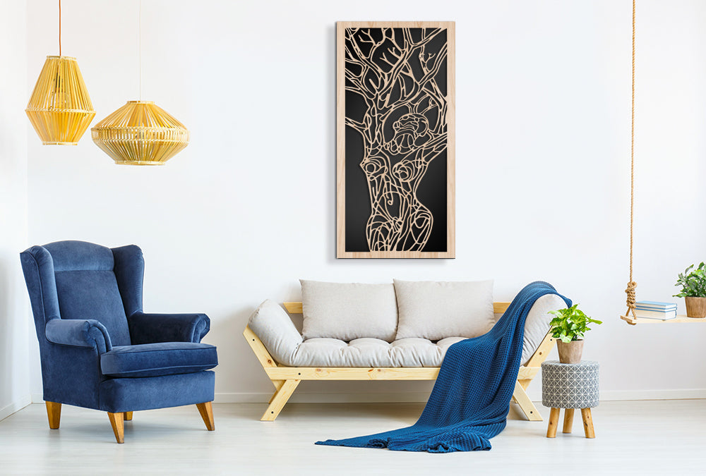 WOMAN TREE - Quadro arredo LASERCUT composito Legno e PVC - PlastiWood